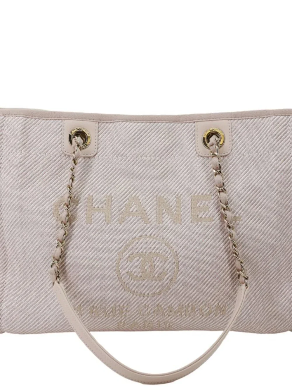 Chanel Deauville Small Mixed Fibers Canvas Tote Bag Light Pink